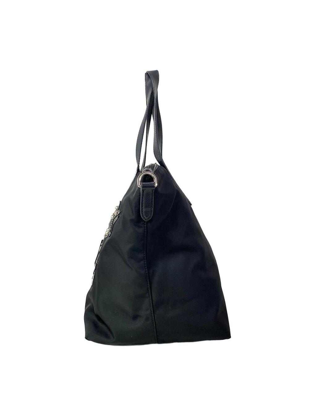 Prada Black Silver Nylon Leather Patent #282875P97B - Picture 4 of 15